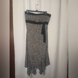 Vintage Trixxi Y2K Dark Coquette Strapless Dress Large Asymmetric Black Floral